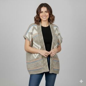 American Eagle Outfitters Multicolor Geometric Cardigan Short Dolman Sleeve Sz M